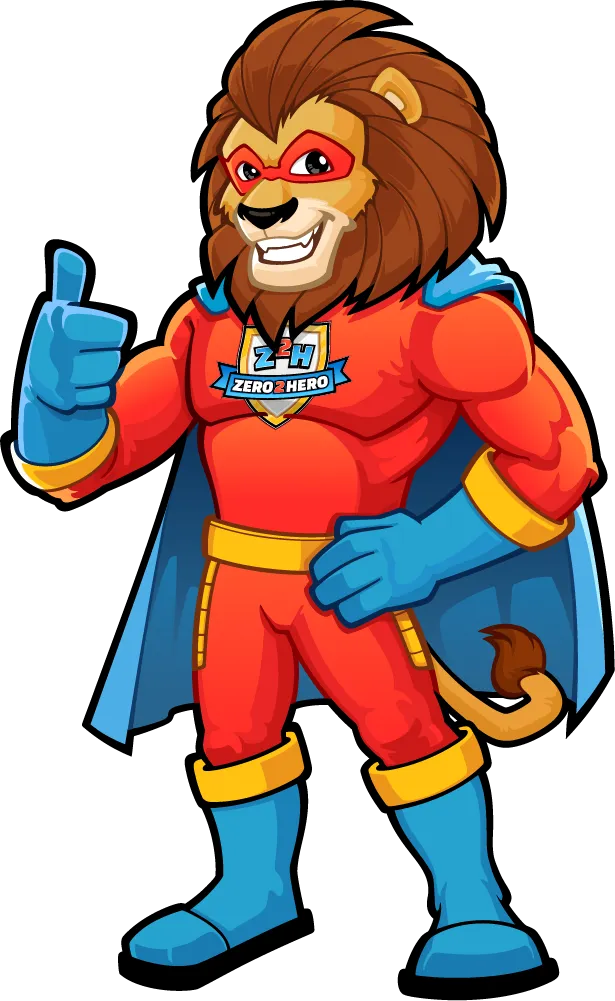 The Zero2Hero lion mascot alone