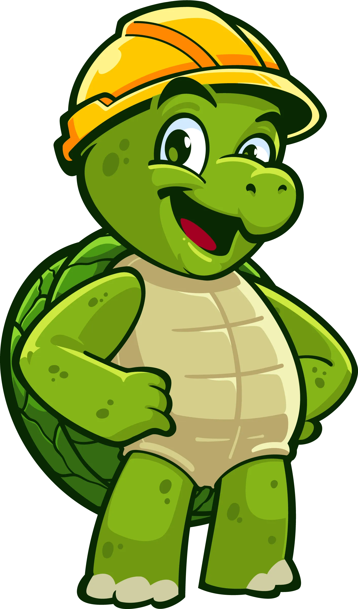 Second full-body pose of the TuffShell turtle mascot