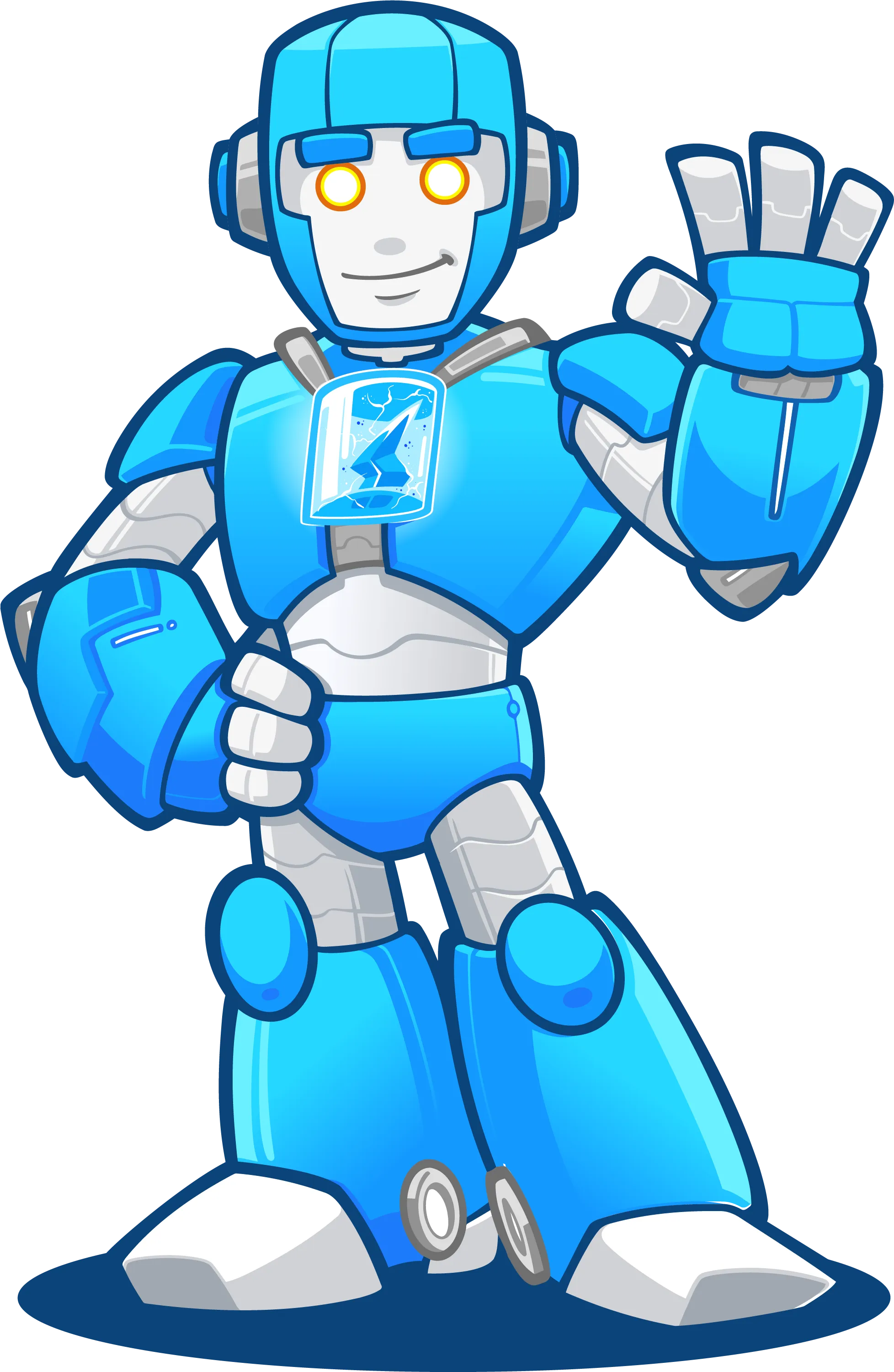 The Harrison Electric robot with a drop shadow for use on light backgrounds