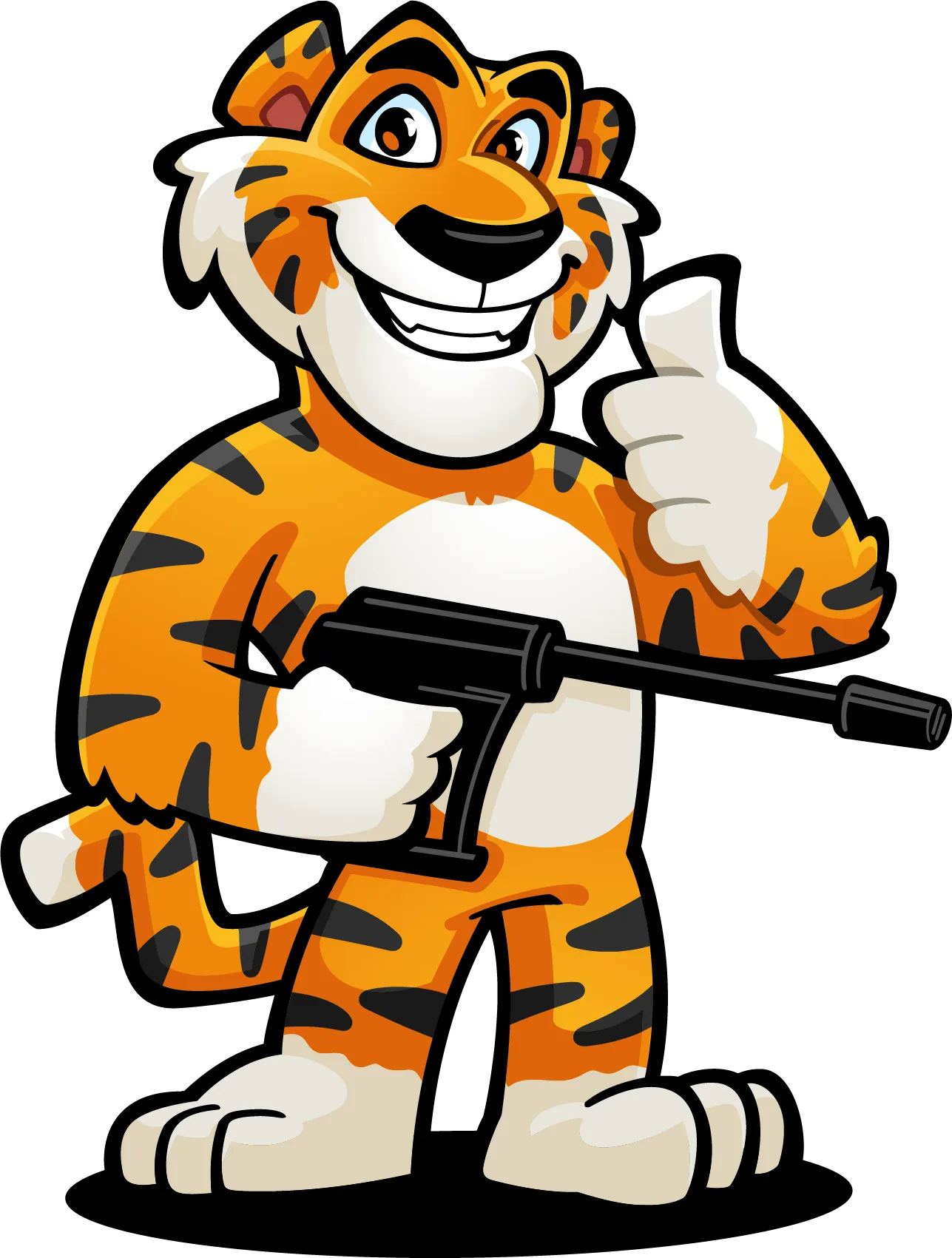 Smock's tiger mascot holding a pressure washer wand