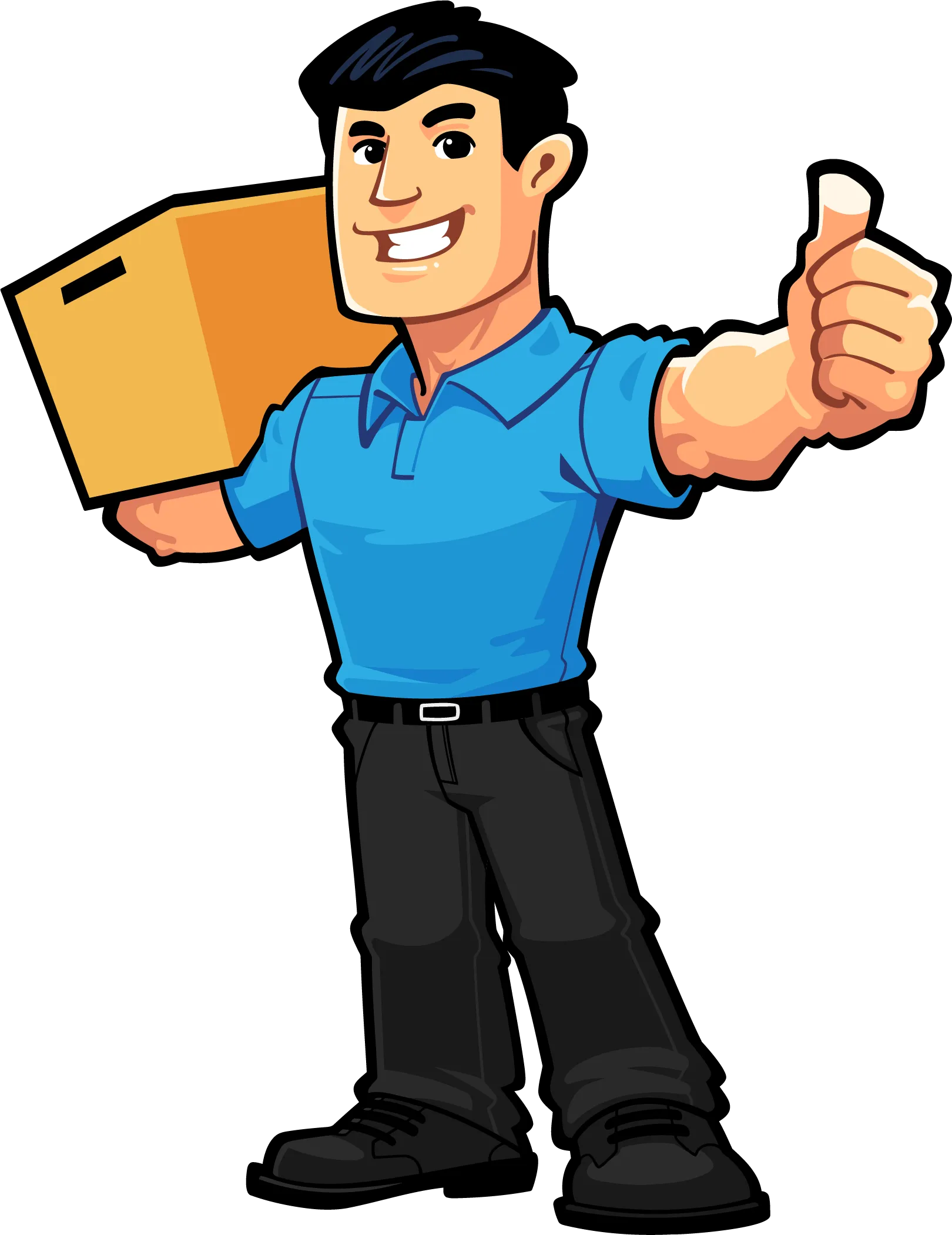 Apollo Moving mascot, a mover carrying a box on his shoulder
