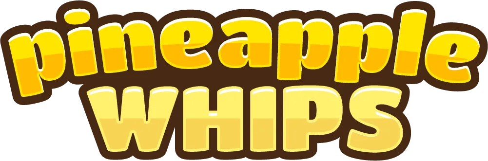 Pineapple Whips wordmark in yellow and gold