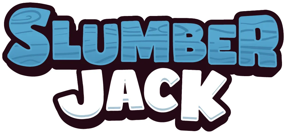 Slumberjack wordmark with wood-grain lettering