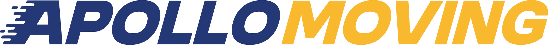 Apollo Moving wordmark in navy and gold